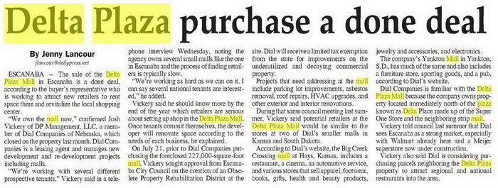 Delta Plaza Mall - 2016 Article On Purchase By Dial Company (newer photo)
